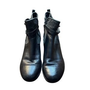 UGG Boots Womens Size 7 Black Wedge Platform Ankle Leather Side Zip Strap EU 38